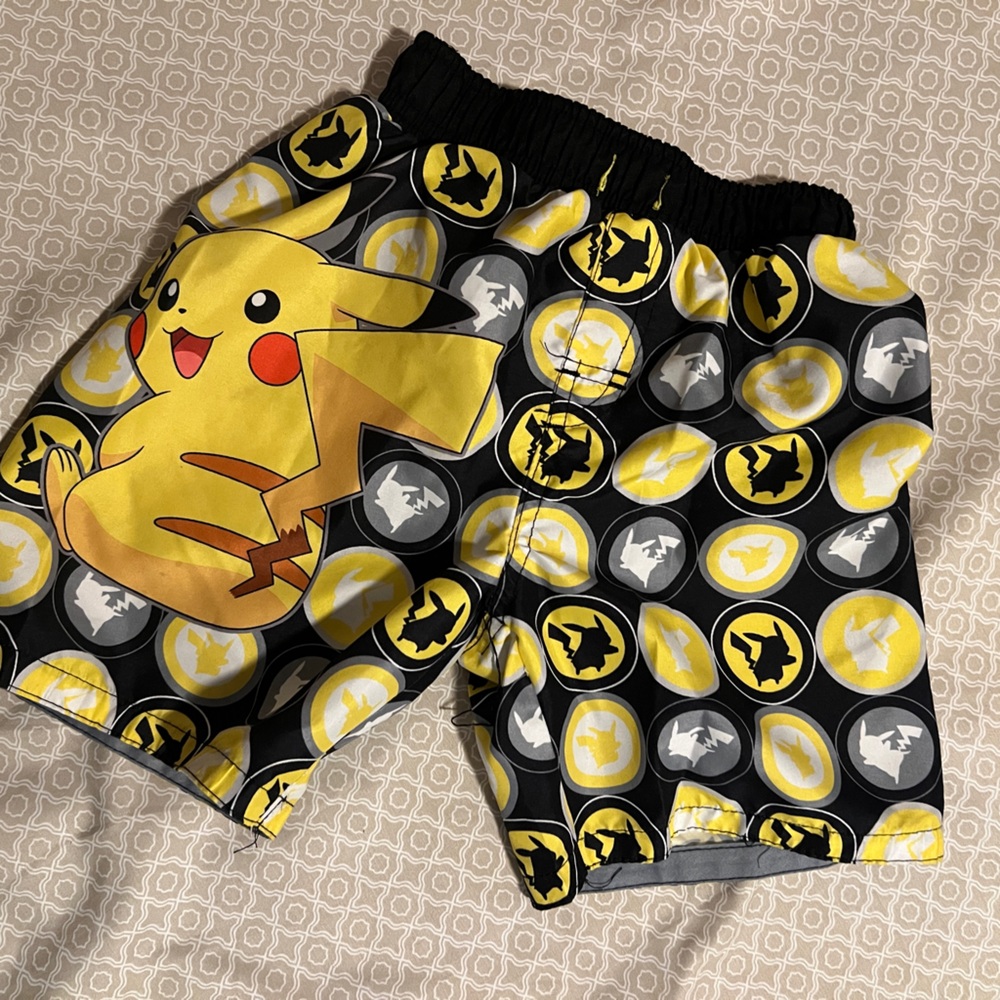Kids Pikachu Swim Trunks - Black and Yellow